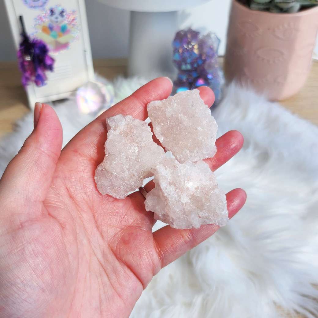 Pink Apophyllite Sugar Druzy Cluster Minis